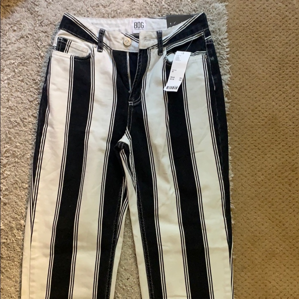 Urban outfitters MOM high waisted stripped jeans